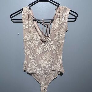 Elegant Lace Bodysuit in Beige